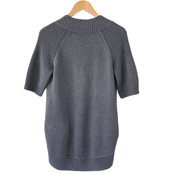 Theory Mari New Malaga Chunky Linen Cardigan Sweater Short Sleeve Gray - Picture 9 of 9